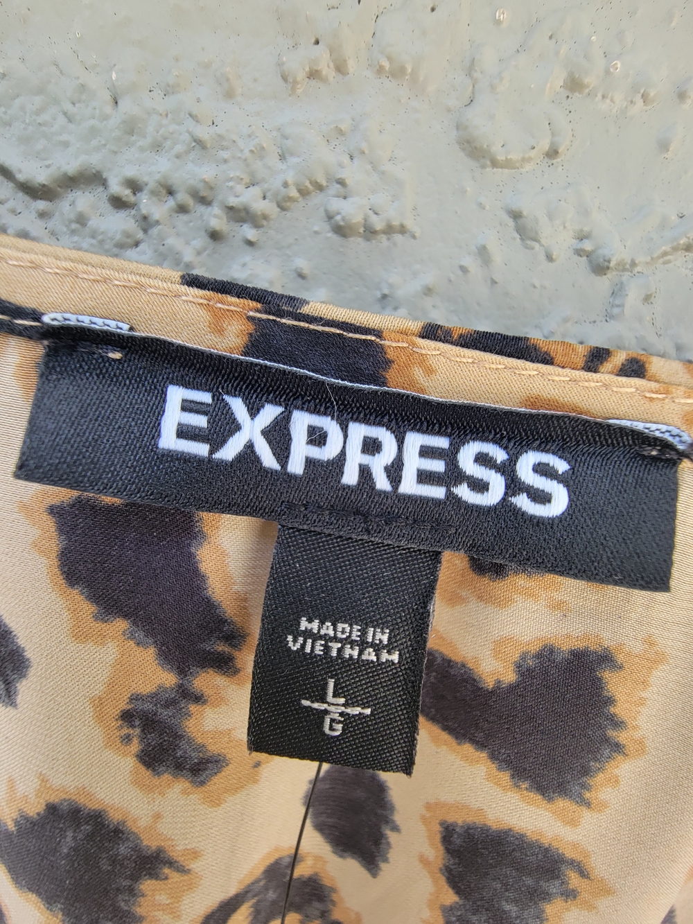Express Leopard Print Long Sleeve Wrap Dress in Tan and Black - Picture 3 of 13
